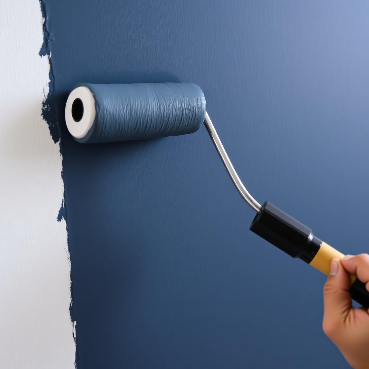 Frische Wandfarbe in tiefem Navy in einem Wohnzimmer in Zürich