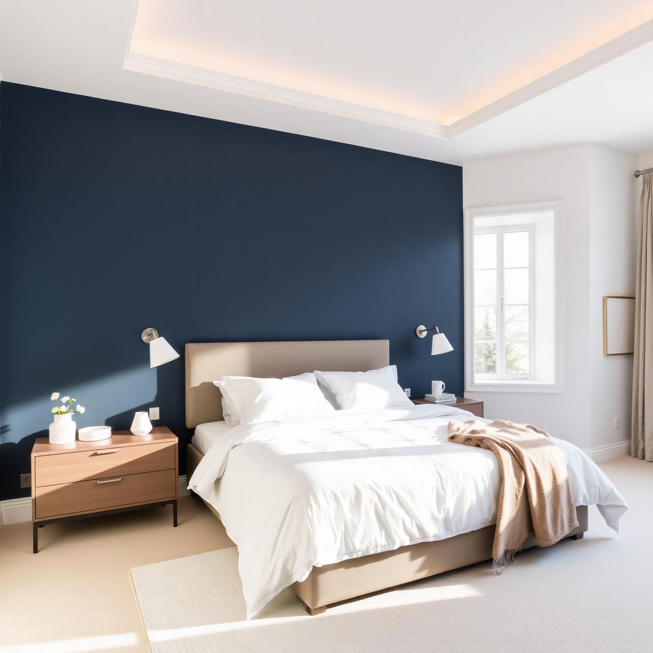 Schlafzimmer mit Akzentwand – Innenanstrich Maler Paesano